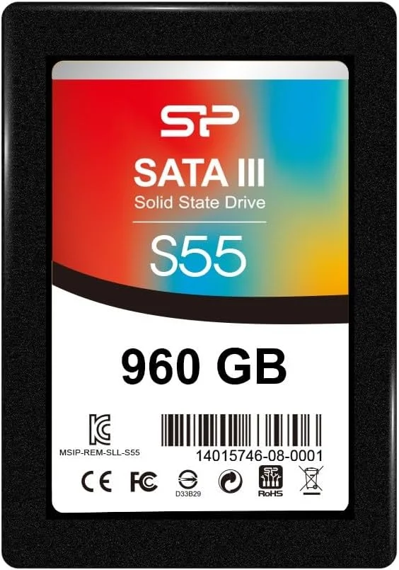 درایو حالت جامد داخلی سیلیکون پاور 960 گیگابایت S55 با رابط SATA III و ضخامت 7 میلی‌متر