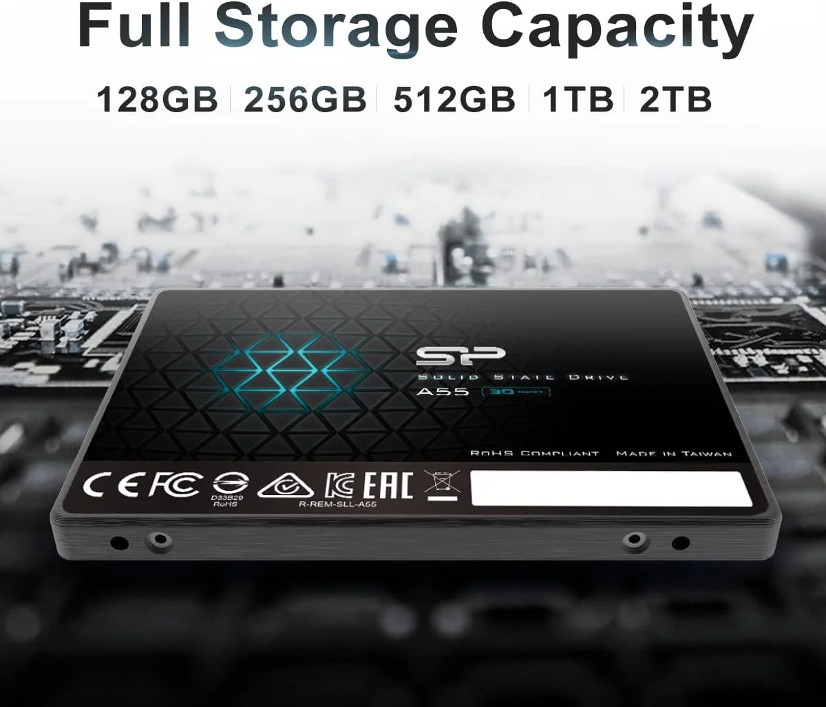 درایو حالت جامد داخلی سیلیکون پاور 2 ترابایت SSD 3D NAND A55 SLC Cache Performance Boost SATA III 2.5 اینچ 7 میلی متر (0.28 اینچ) (SP002TBSS3A55S25)