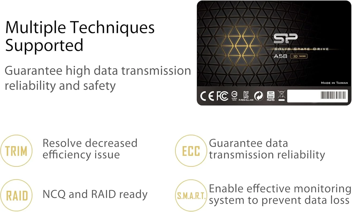 درایو حالت جامد 256 گیگابایتی سیلیکون پاور مدل A58 با فناوری 3D NAND، SATA III 2.5 اینچی 7 میلی‌متری
