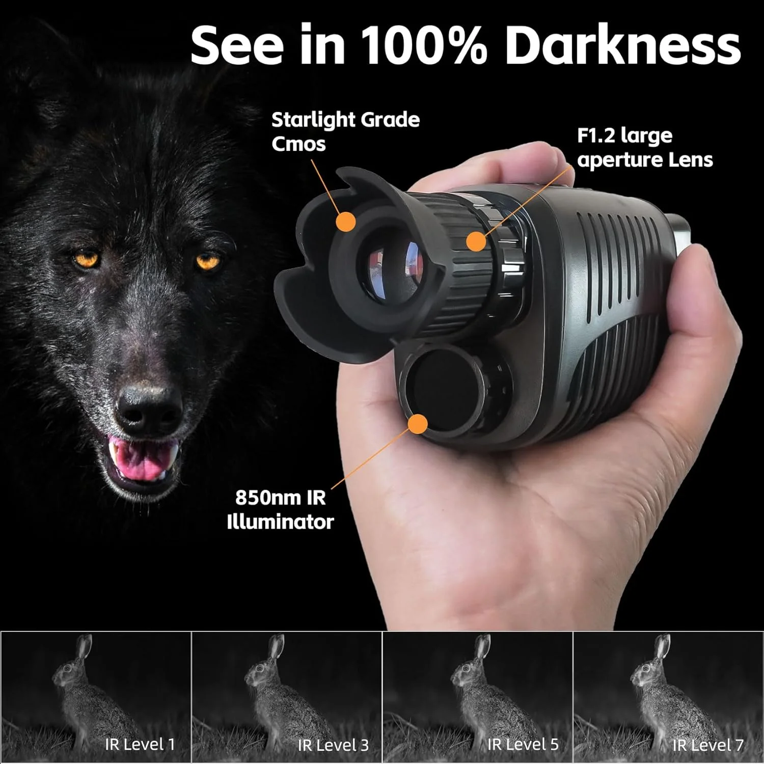 تک چشمی دید در شب شارژی برای تاریکی مطلق، فیلمبرداری Full HD 1080P، دوربین دوچشمی دید در شب مادون قرمز دوربرد برای شکار، کمپینگ، مسافرت، نظارت با حافظه داخلی 32 گیگابایتی تک چشمی دید در شب شارژی برای تاریکی مطلق، فیلمبرداری Full HD 1080P، دوربین دوچشمی دید در شب مادون قرمز دوربرد برای شکار، کمپینگ، مسافرت، نظارت با حافظه داخلی 32 گیگابایتی