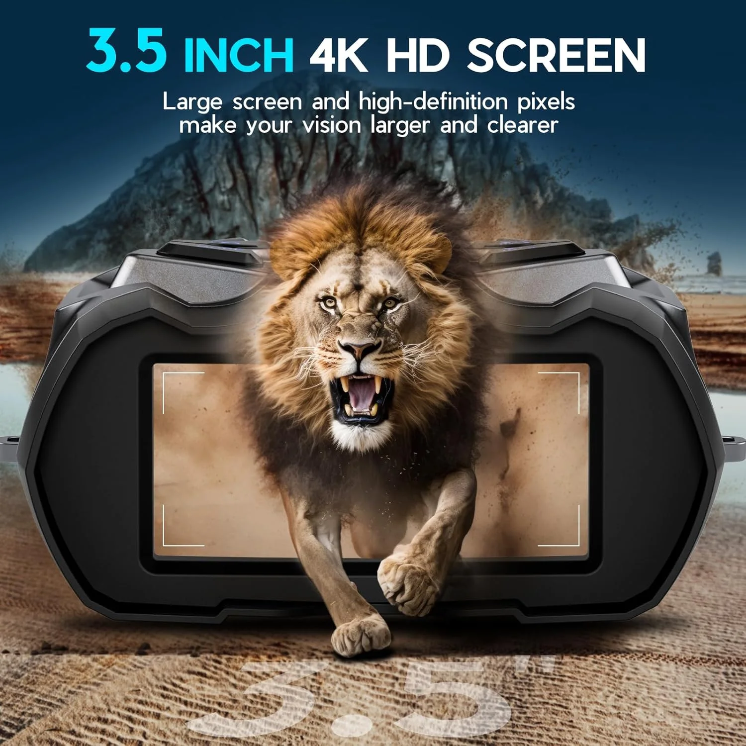دوربین دید در شب 4K برای بزرگسالان، دوربین دوچشمی دید در شب با زوم 10X و برد مادون قرمز 1000FT، باتری قابل شارژ 4000mAh، صفحه نمایش 3.5 اینچی، شامل کارت 32 گیگابایتی، هدیه ای برای آقایان و علاقه مندان به فضای باز
