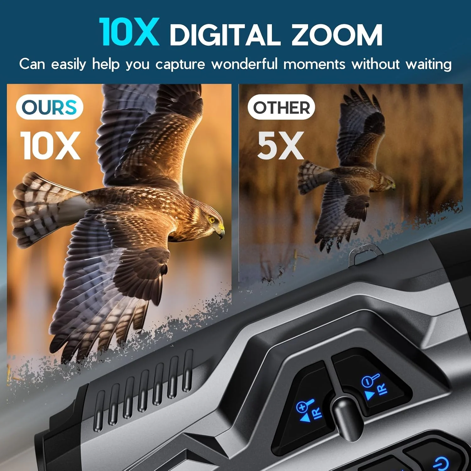 دوربین دید در شب 4K برای بزرگسالان، دوربین دوچشمی دید در شب با زوم 10X و برد مادون قرمز 1000FT، باتری قابل شارژ 4000mAh، صفحه نمایش 3.5 اینچی، شامل کارت 32 گیگابایتی، هدیه ای برای آقایان و علاقه مندان به فضای باز