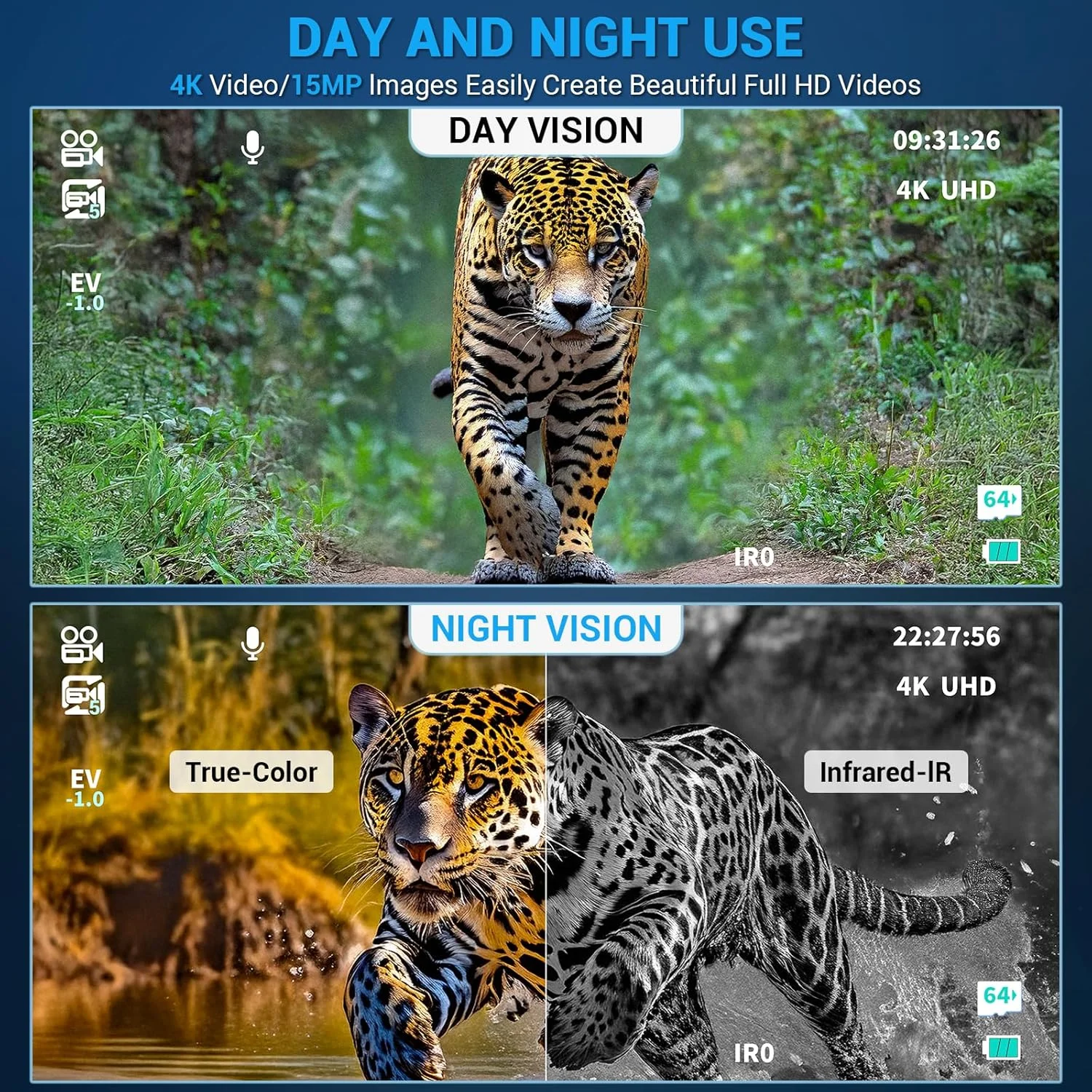 دوربین دید در شب Pozifu 4K با صفحه نمایش 3.2 اینچی HD، زوم دیجیتال 8 برابر، کارت TF 64 گیگابایتی، باتری 5200 میلی آمپر ساعتی برای شکار، کمپینگ و امنیت دوربین دید در شب Pozifu 4K با صفحه نمایش 3.2 اینچی HD، زوم دیجیتال 8 برابر، کارت TF 64 گیگابایتی، باتری 5200 میلی آمپر ساعتی برای شکار، کمپینگ و امنیت