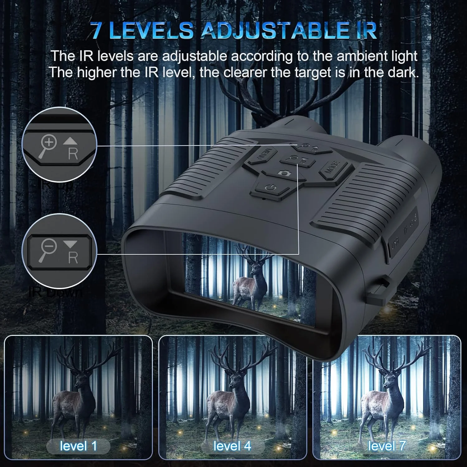 دوربین دید در شب، دوربین دوچشمی دید در شب دیجیتال مادون قرمز 4K برای بزرگسالان، شب و روز، صفحه نمایش 3 اینچی قابل شارژ برای شکار با 7 سطح روشنایی، شامل کارت TF 32 گیگابایتی دوربین دید در شب، دوربین دوچشمی دید در شب دیجیتال مادون قرمز 4K برای بزرگسالان، شب و روز، صفحه نمایش 3 اینچی قابل شارژ برای شکار با 7 سطح روشنایی، شامل کارت TF 32 گیگابایتی