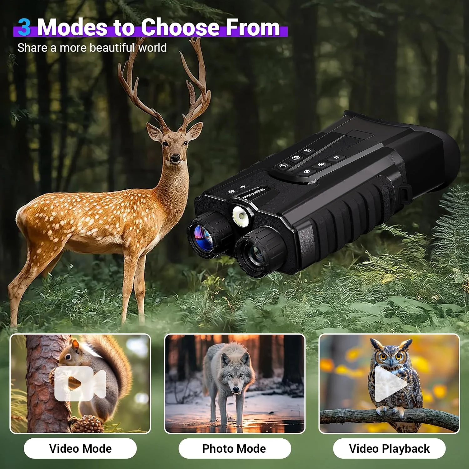 دوربین دید در شب Pozifu 4K با صفحه نمایش 3.2 اینچی HD، زوم دیجیتال 8 برابر، کارت TF 64 گیگابایتی، باتری 5200 میلی آمپر ساعتی برای شکار، کمپینگ و امنیت دوربین دید در شب Pozifu 4K با صفحه نمایش 3.2 اینچی HD، زوم دیجیتال 8 برابر، کارت TF 64 گیگابایتی، باتری 5200 میلی آمپر ساعتی برای شکار، کمپینگ و امنیت