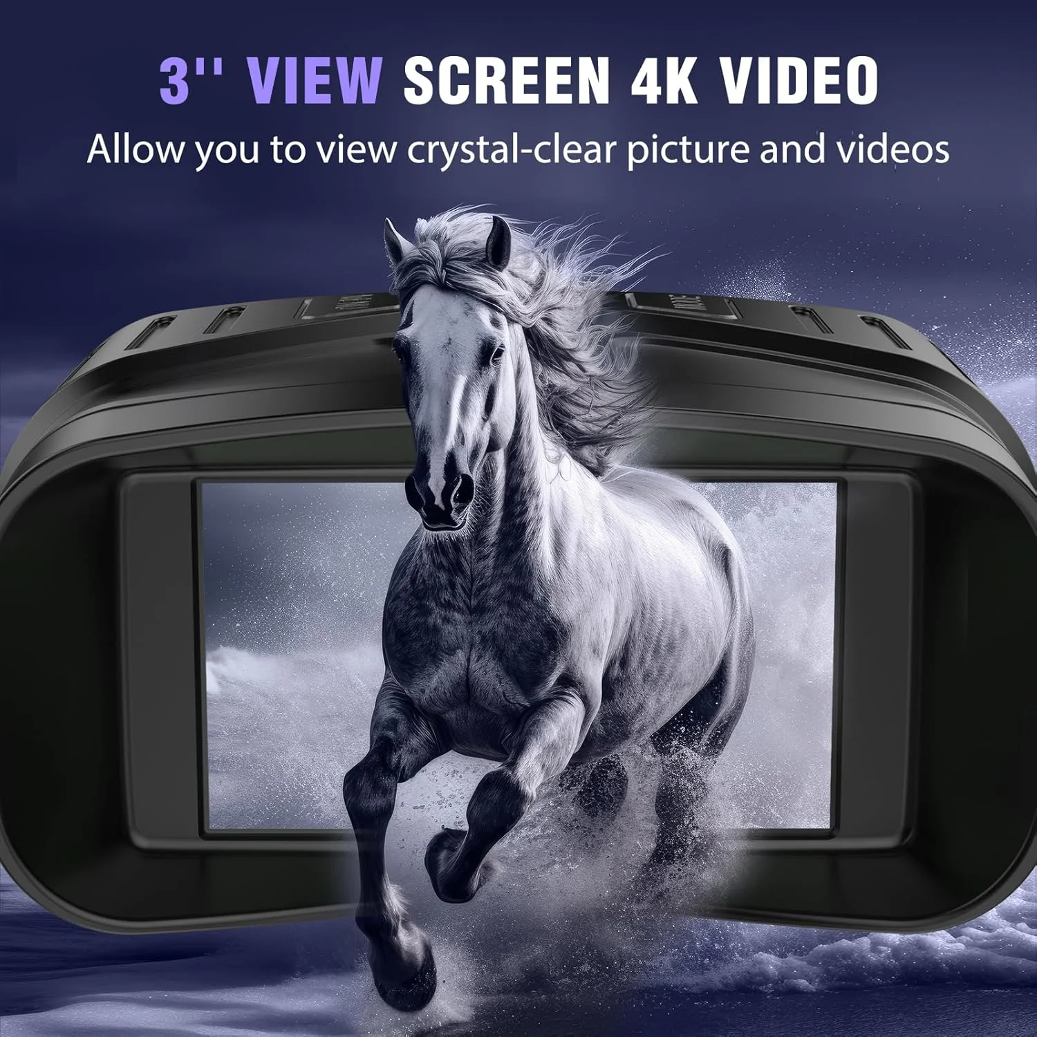 دوربین دید در شب - دوربین دوچشمی دید در شب 4K با باتری قابل شارژ 5000 میلی آمپر ساعتی، کارت TF 32 گیگابایتی برای ذخیره عکس و فیلم، صفحه نمایش 3 اینچی HD برای کمپینگ و امنیت، مشکی دوربین دید در شب - دوربین دوچشمی دید در شب 4K با باتری قابل شارژ 5000 میلی آمپر ساعتی، کارت TF 32 گیگابایتی برای ذخیره عکس و فیلم، صفحه نمایش 3 اینچی HD برای کمپینگ و امنیت، مشکی