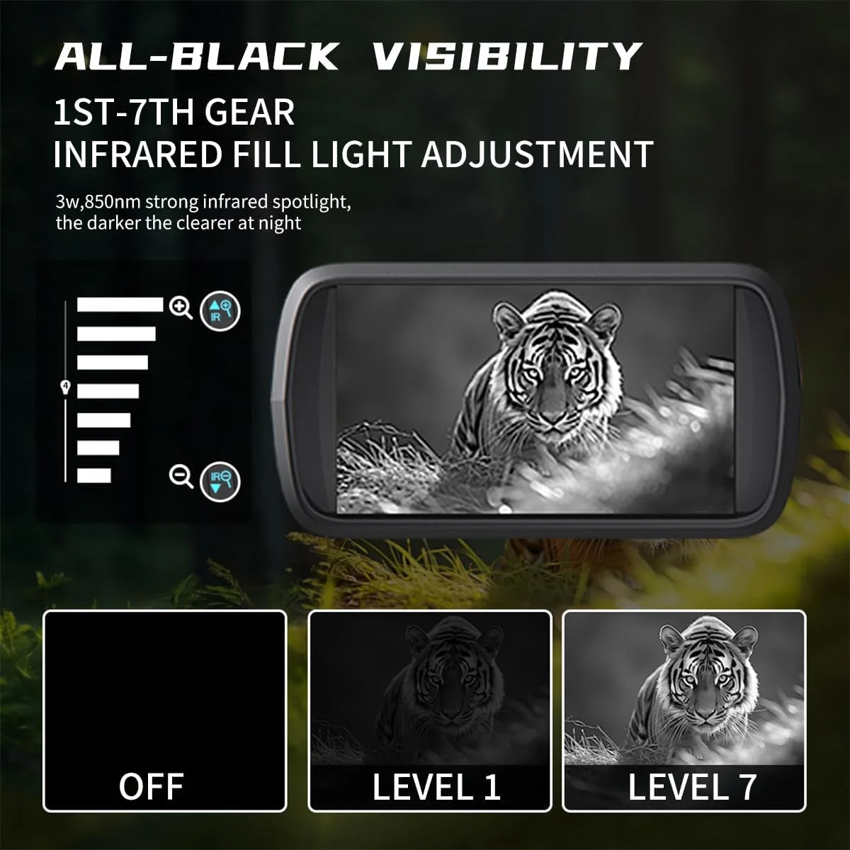 دوربین دید در شب و دوربین دوچشمی دید در شب با دستگیره، ویدئو 4K UHD، تصویر 36 مگاپیکسل، صفحه نمایش 4.5 اینچی HD، زوم دیجیتال 8X، برد 400 متر - ایده آل برای شکار، کمپینگ و مشاهده حیات وحش