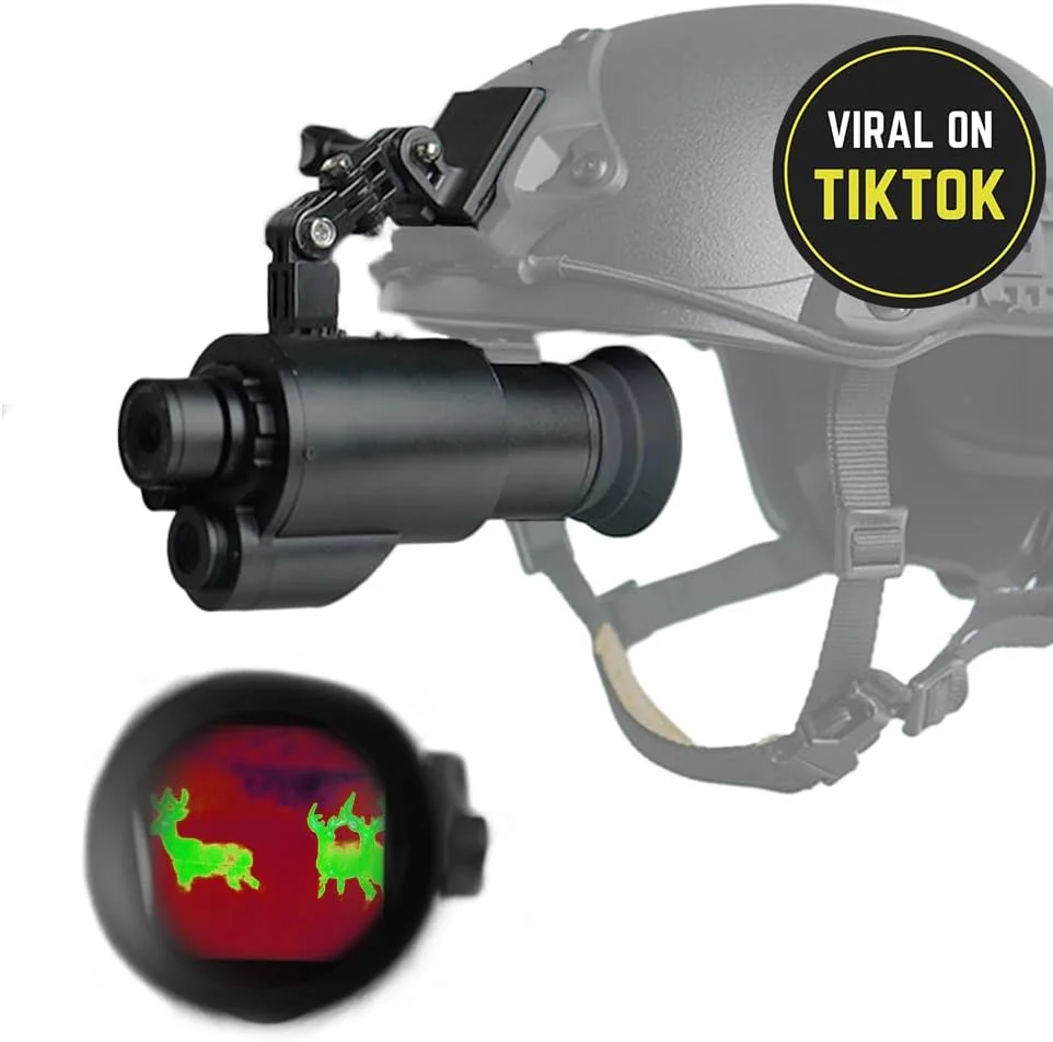 دوربین دید در شب حرارتی و دیجیتال فیوژن - نصب روی سر و کلاه، دید گسترده، لنز 1x، تک چشمی حرارتی مادون قرمز قابل شارژ USB برای ایرسافت CQB، ابزار/اسباب بازی آموزش تاکتیکی