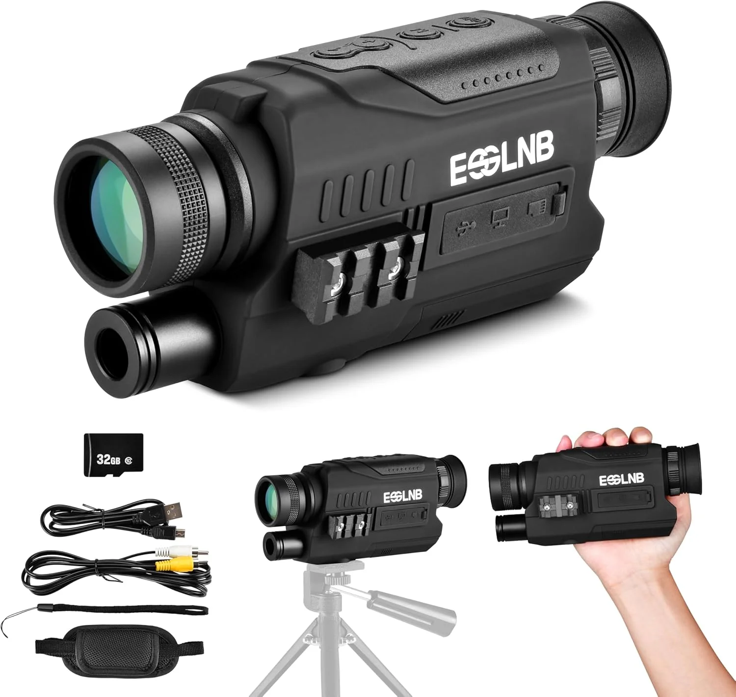 تک چشمی دید در شب ESSLNB، تک چشمی مادون قرمز دید در شب 6x32، دوربین های دید در شب دیجیتال قابل حمل برای کمپینگ روز و شب، نظارت، عکس و فیلم 1080P Full HD