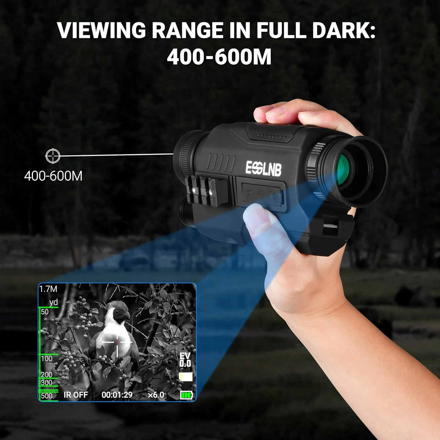 تک چشمی دید در شب ESSLNB، تک چشمی مادون قرمز دید در شب 6x32، دوربین های دید در شب دیجیتال قابل حمل برای کمپینگ روز و شب، نظارت، عکس و فیلم 1080P Full HD