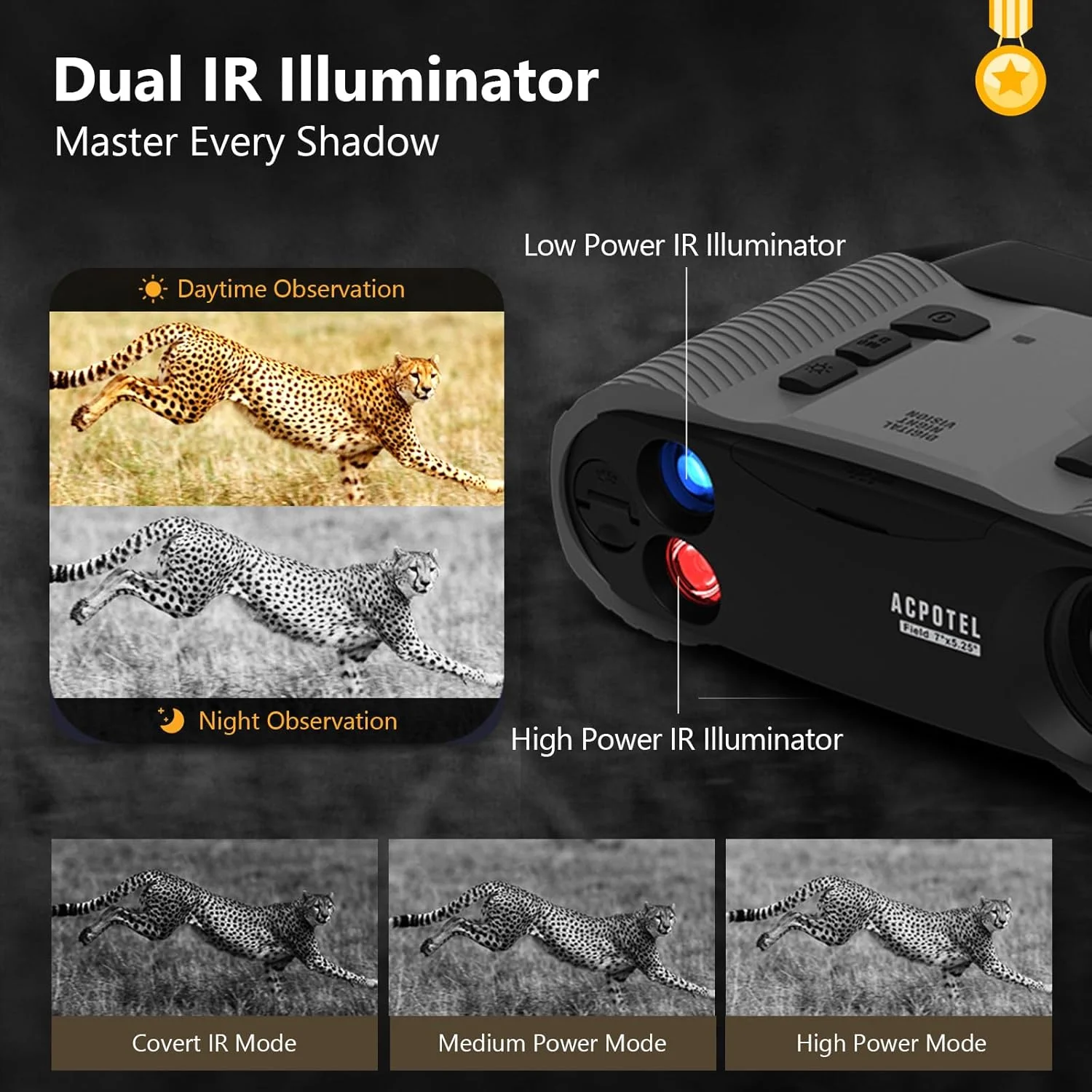 دوربین دید در شب، دوربین دوچشمی دید در شب 4K برای بزرگسالان، دوربین دوچشمی مادون قرمز قابل شارژ با دوربین، صفحه نمایش 3 اینچی Ultra HD، کارت TF 32 گیگابایتی، زوم دیجیتال 8X، شکار، کمپینگ، امنیت