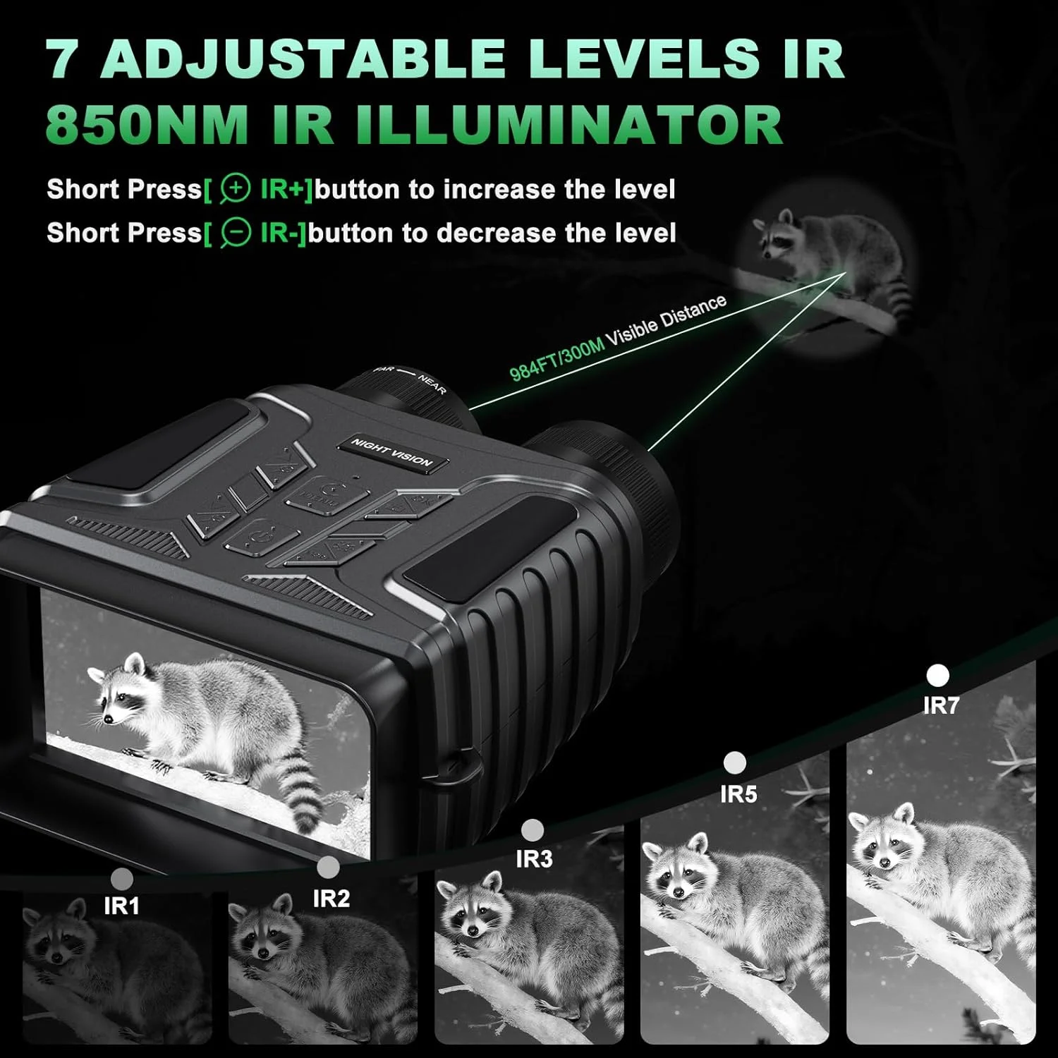 دوربین دید در شب بوزیلی، صفحه نمایش 4.5 اینچی HD، دوربین دوچشمی دید در شب 4K، دوربین دوچشمی مادون قرمز 7 سطحی قابل شارژ 4000 میلی آمپر ساعتی برای بزرگسالان با زوم دیجیتال 8X / کارت TF 32 گیگابایتی برای کمپینگ و کاوش در طبیعت