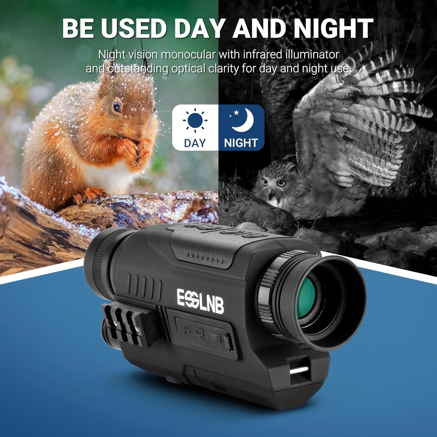 تک چشمی دید در شب ESSLNB، تک چشمی مادون قرمز دید در شب 6x32، دوربین های دید در شب دیجیتال قابل حمل برای کمپینگ روز و شب، نظارت، عکس و فیلم 1080P Full HD