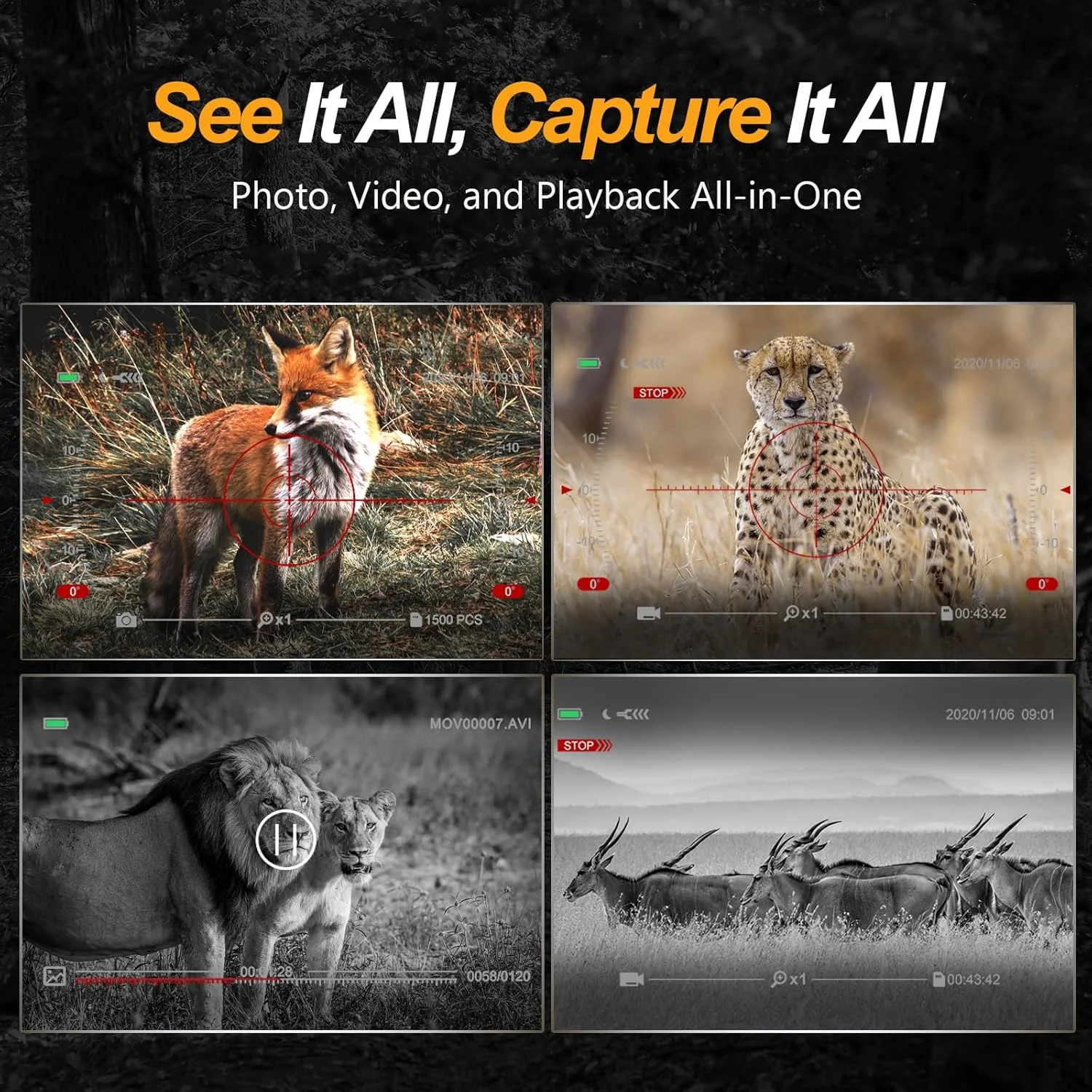 دوربین دید در شب، دوربین دوچشمی دید در شب 4K برای بزرگسالان، دوربین دوچشمی مادون قرمز قابل شارژ با دوربین، صفحه نمایش 3 اینچی Ultra HD، کارت TF 32 گیگابایتی، زوم دیجیتال 8X، شکار، کمپینگ، امنیت