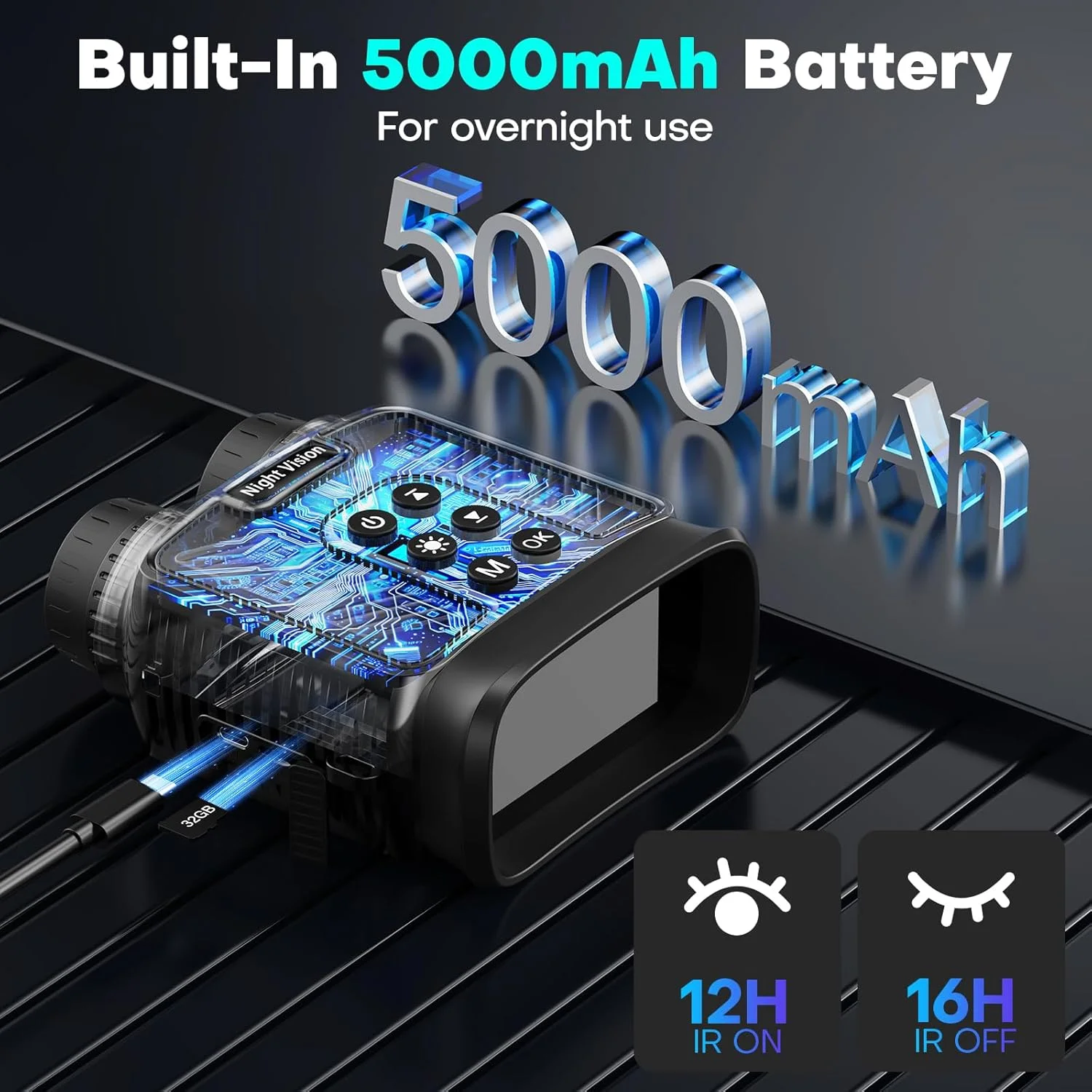 دوربین دوچشمی دید در شب BNISE، دوربین دوچشمی دیجیتال مادون قرمز با کارت حافظه 32 گیگابایتی برای شکار، کمپینگ، ماجراجویی در حیات وحش