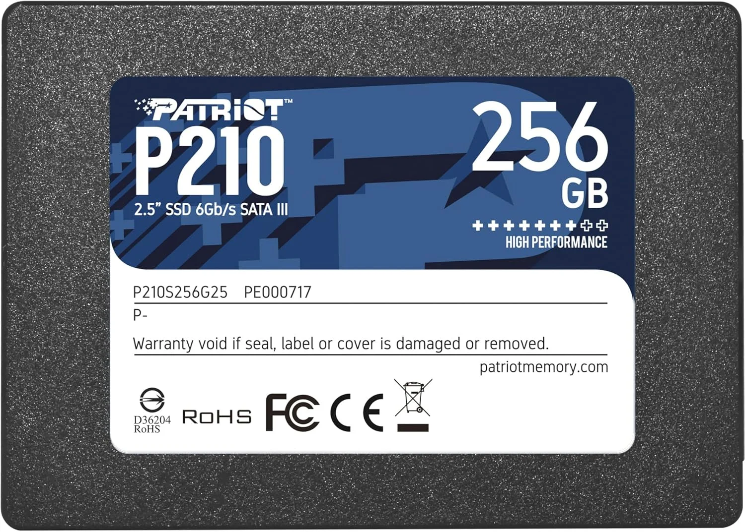 درایو حالت جامد 2.5 اینچی Patriot Memory P210 SATA 3 با ظرفیت 256 گیگابایت، مدل P210S256G25