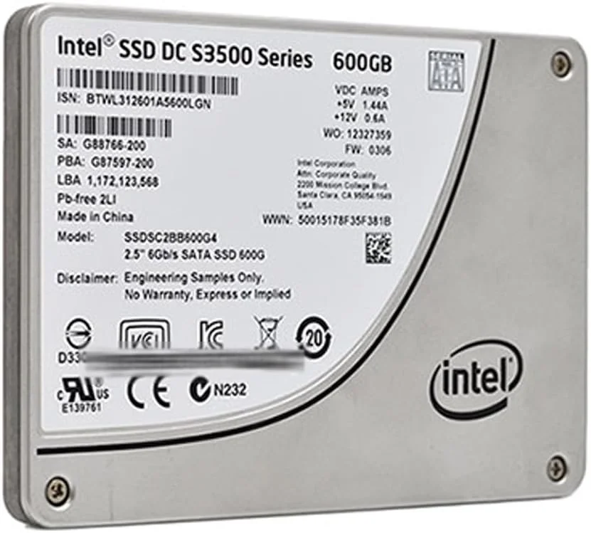 درایو حالت جامد اینتل DC S3500 600GB - درایوهای حالت جامد (خاکستری، SATA، Serial ATA II، Serial ATA III، MLC، AES 256 بیتی، 0-70 درجه سانتیگراد، 2.5 اینچ)