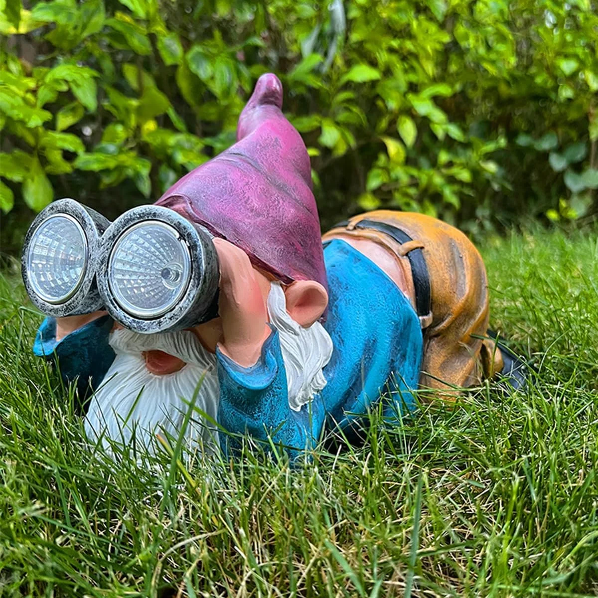 مجسمه کوتوله باغی خنده دار، مجسمه رزینی خلاقانه هدیه جدید، چراغ های LED خورشیدی کوتوله تلسکوپی برای حیاط، دکور پاسیو (کوتوله تلسکوپ)