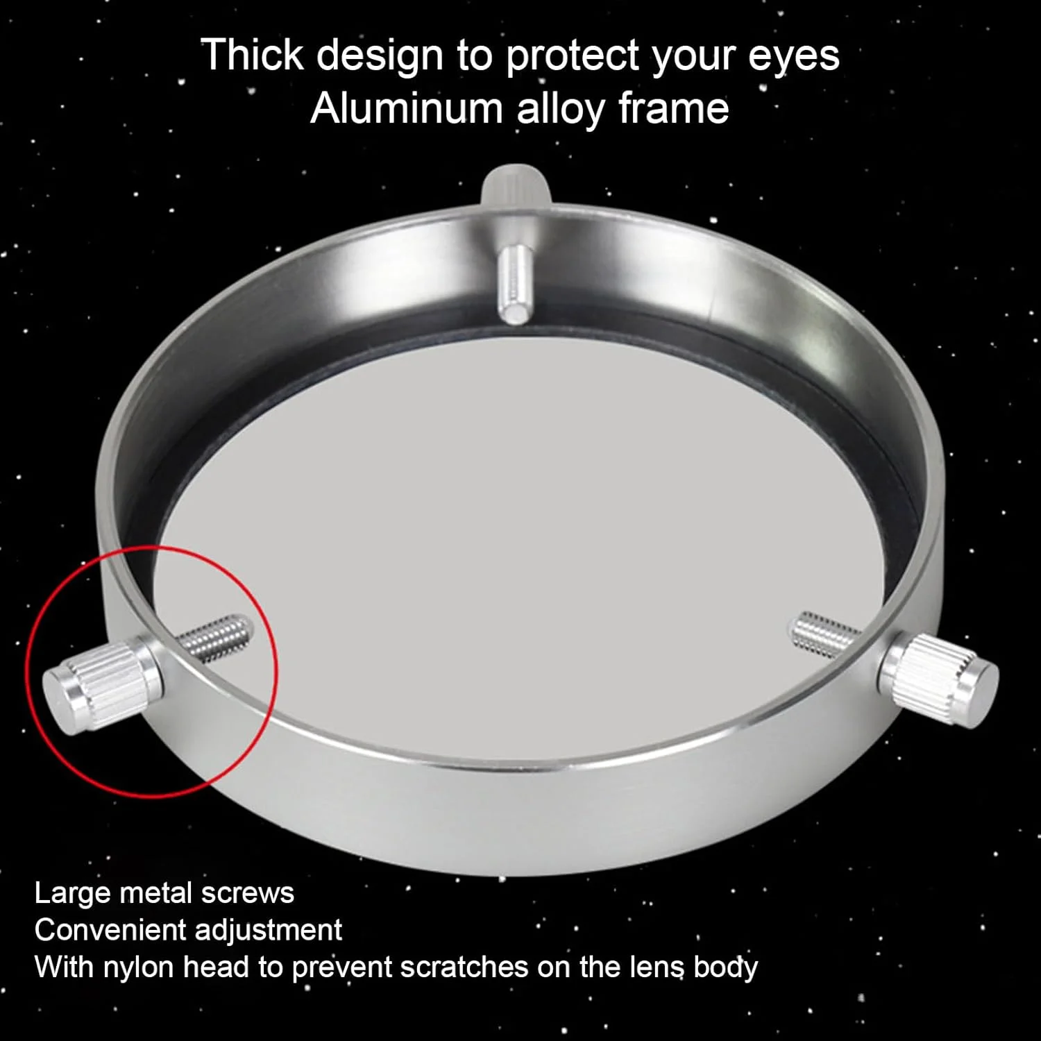 فیلتر خورشیدی فیلم ضخیم، دیافراگم 112 میلی‌متری، لنز شیئی 104-130 میلی‌متری، برای مشاهده ایمن خورشید و تجربه رصدی بهتر، فیلتر خورشیدی تلسکوپ