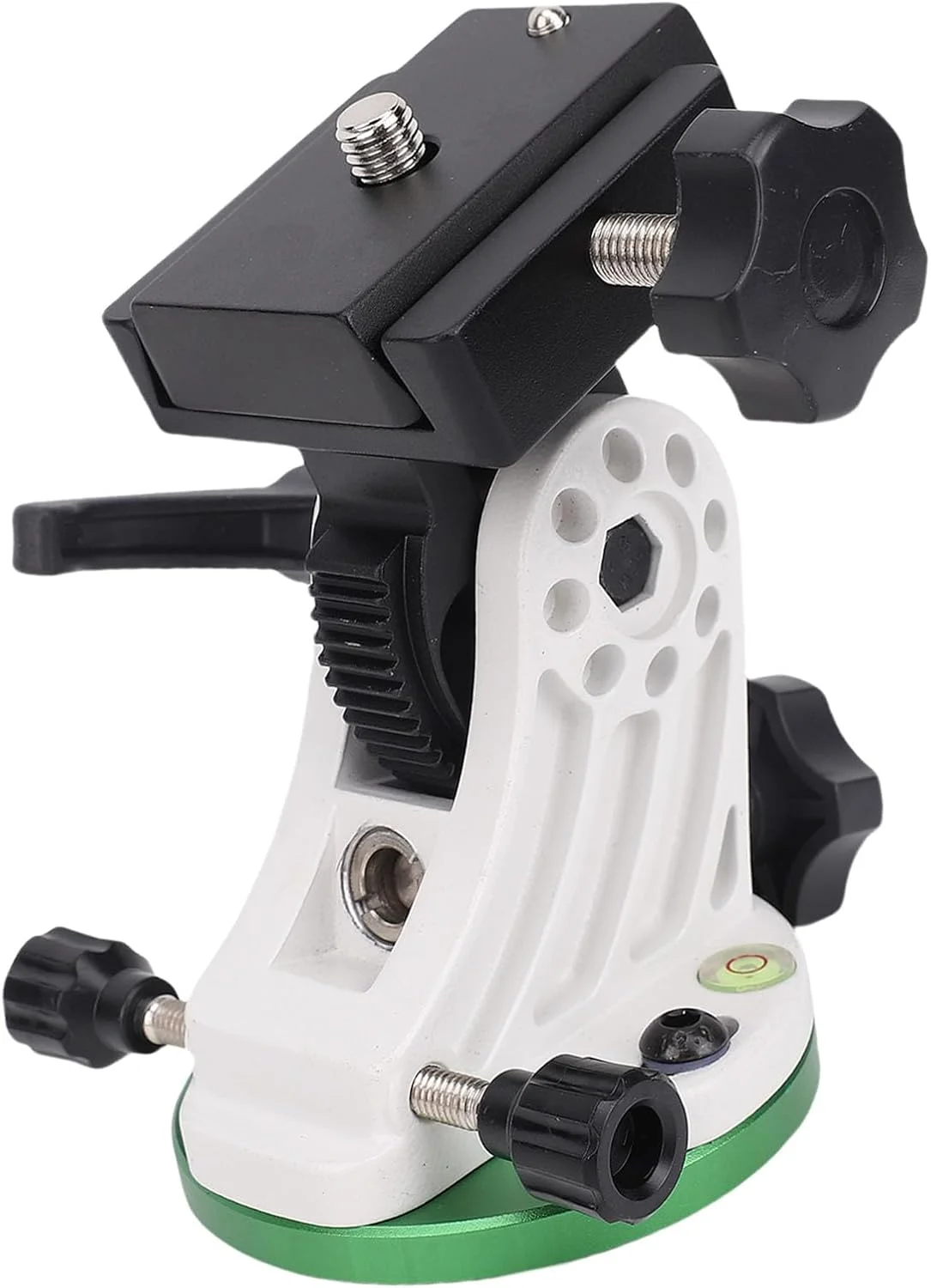 پایه تنظیم عرض جغرافیایی آلومینیومی با رزوه 3/8 اینچ، پایه ابزار استوایی عرض جغرافیایی، تنظیم 0 تا 90 درجه برای مشاهدات نجومی و عکاسی خورشیدی (سبز و سفید)