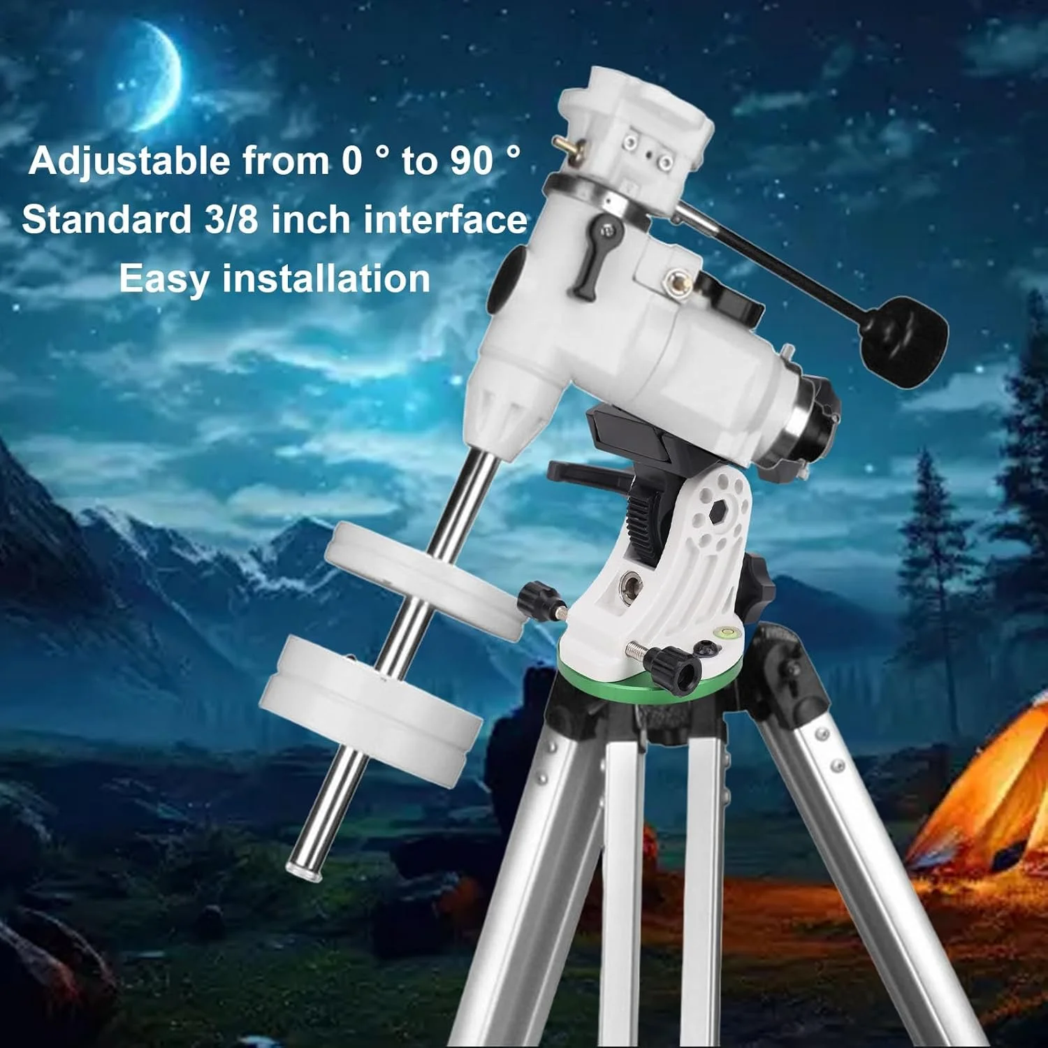 پایه تنظیم عرض جغرافیایی آلومینیومی با رزوه 3/8 اینچ، پایه ابزار استوایی عرض جغرافیایی، تنظیم 0 تا 90 درجه برای مشاهدات نجومی و عکاسی خورشیدی (سبز و سفید) پایه تنظیم عرض جغرافیایی آلومینیومی با رزوه 3/8 اینچ، پایه ابزار استوایی عرض جغرافیایی، تنظیم 0 تا 90 درجه برای مشاهدات نجومی و عکاسی خورشیدی (سبز و سفید)