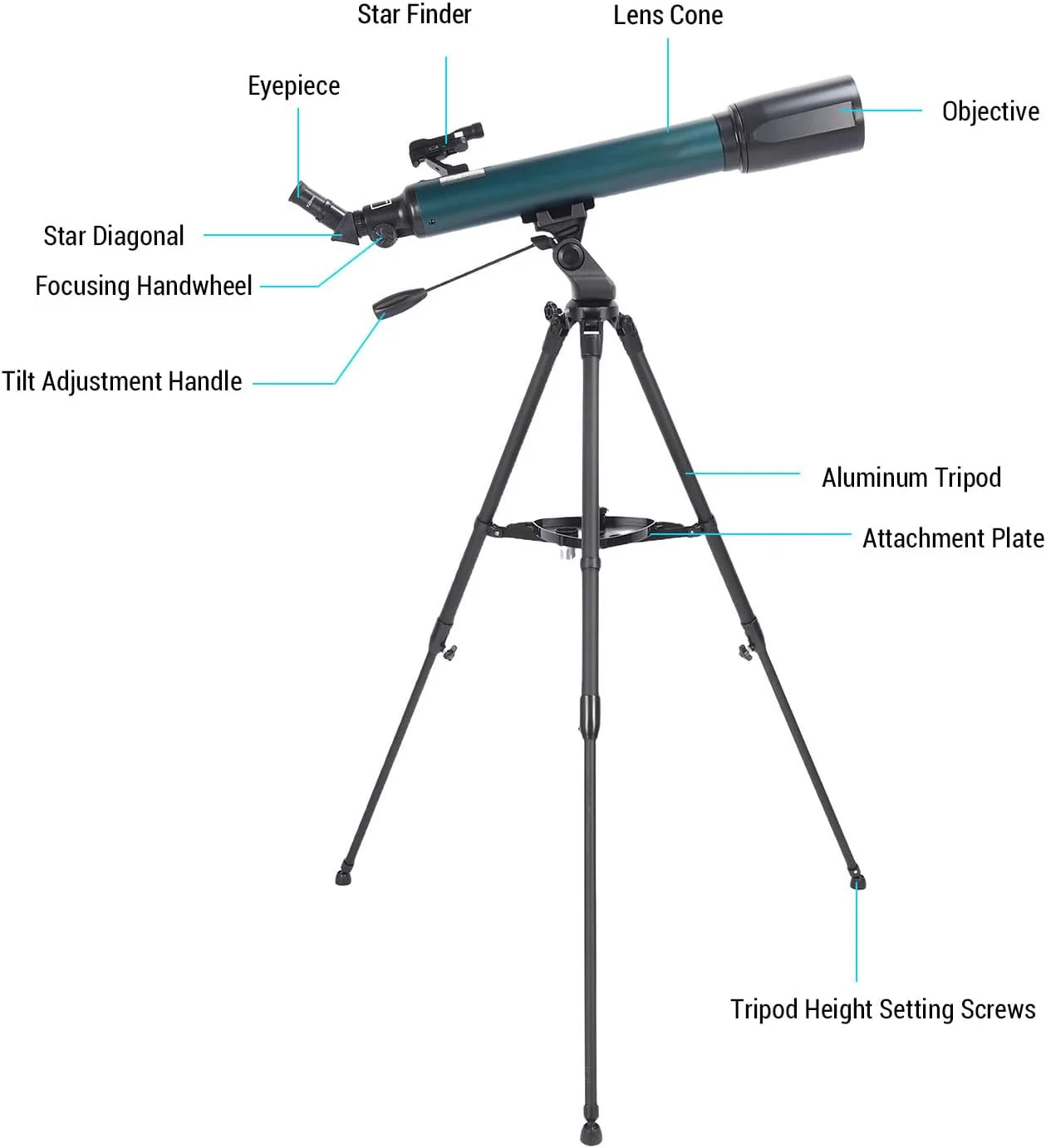 تلسکوپ نجومی برای بزرگسالان، تلسکوپ شکستنی 700x80 میلیمتری با پوشش چند لایه کامل و سهپایه تلسکوپی جمعشونده تلسکوپ نجومی برای بزرگسالان، تلسکوپ شکستنی 700x80 میلیمتری با پوشش چند لایه کامل و سهپایه تلسکوپی جمعشونده