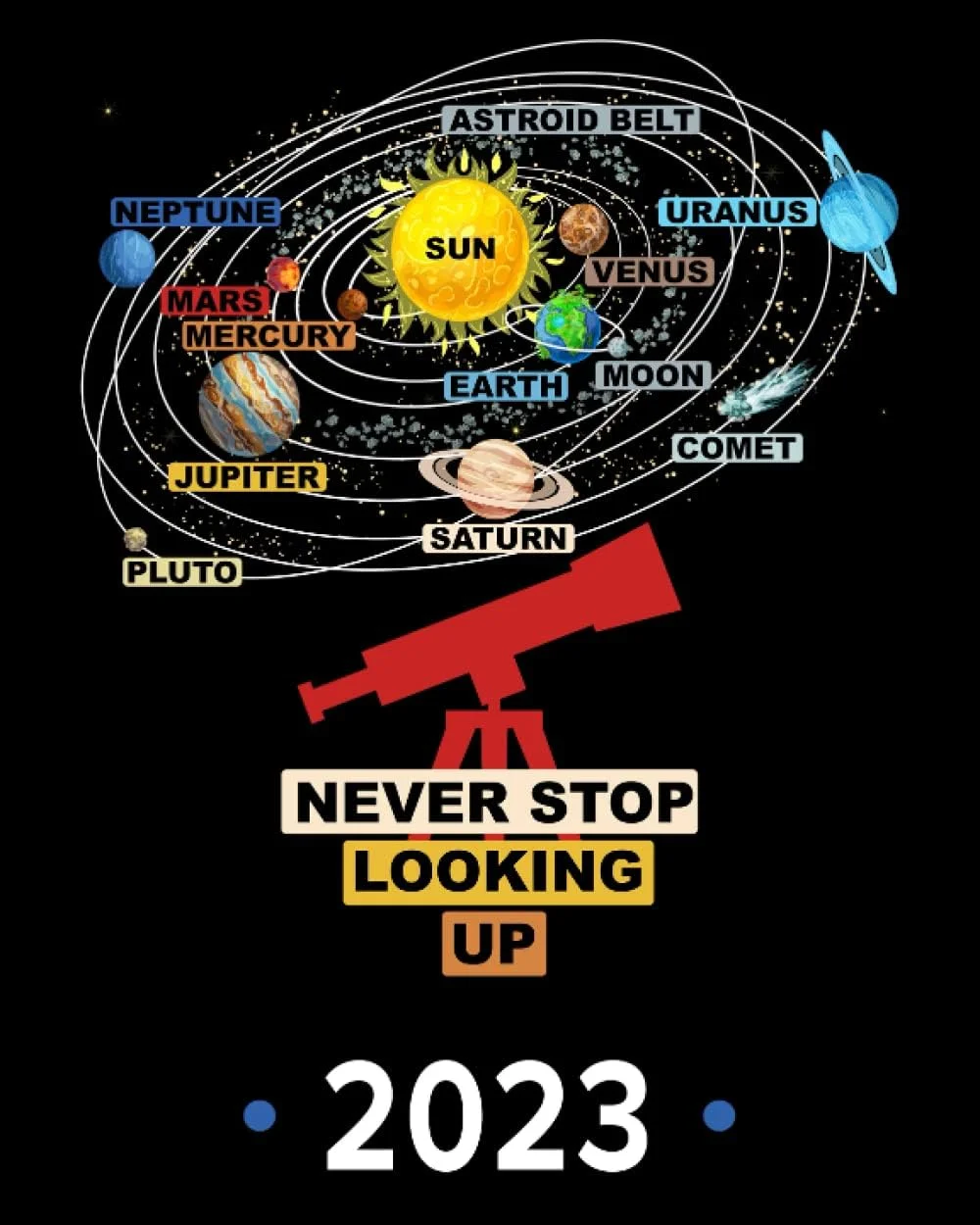 پلنر سال 2023: پلنر روزانه نجوم با تعطیلات رسمی ✦ پلنر تلسکوپ و منظومه شمسی