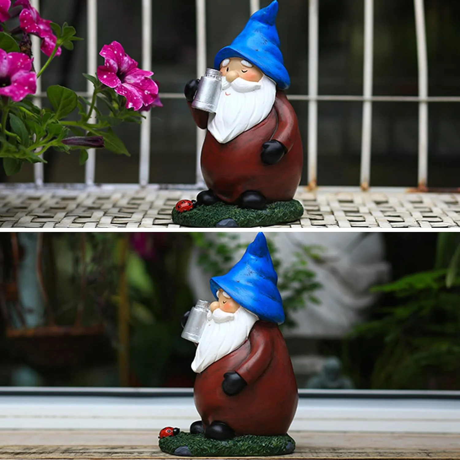 مجسمه کوتوله باغی با تلسکوپ و چراغ خورشیدی، دکوری رزینی برای فضای باز مجسمه کوتوله باغی با تلسکوپ و چراغ خورشیدی، دکوری رزینی برای فضای باز