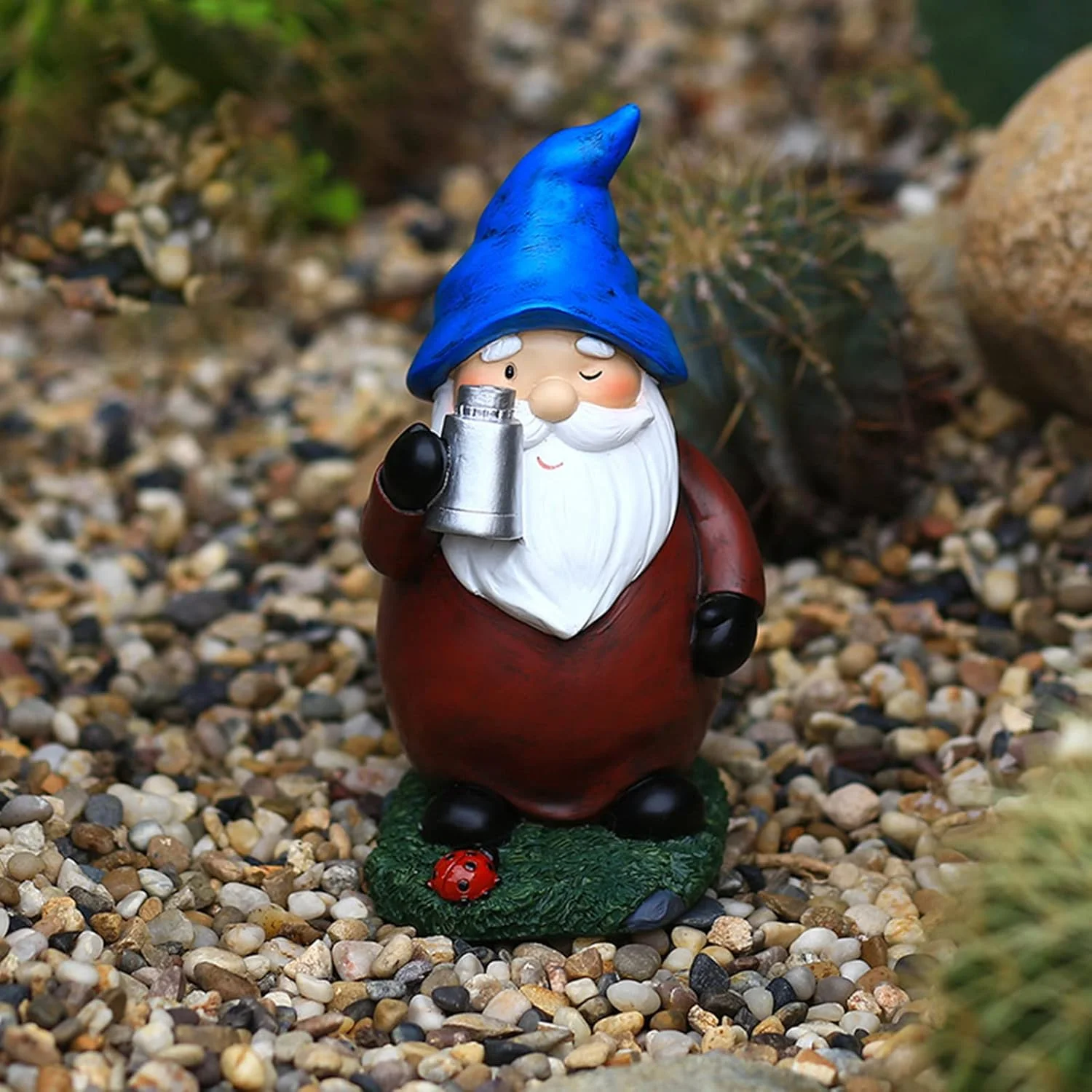 مجسمه کوتوله باغی با تلسکوپ و چراغ خورشیدی، دکوری رزینی برای فضای باز مجسمه کوتوله باغی با تلسکوپ و چراغ خورشیدی، دکوری رزینی برای فضای باز