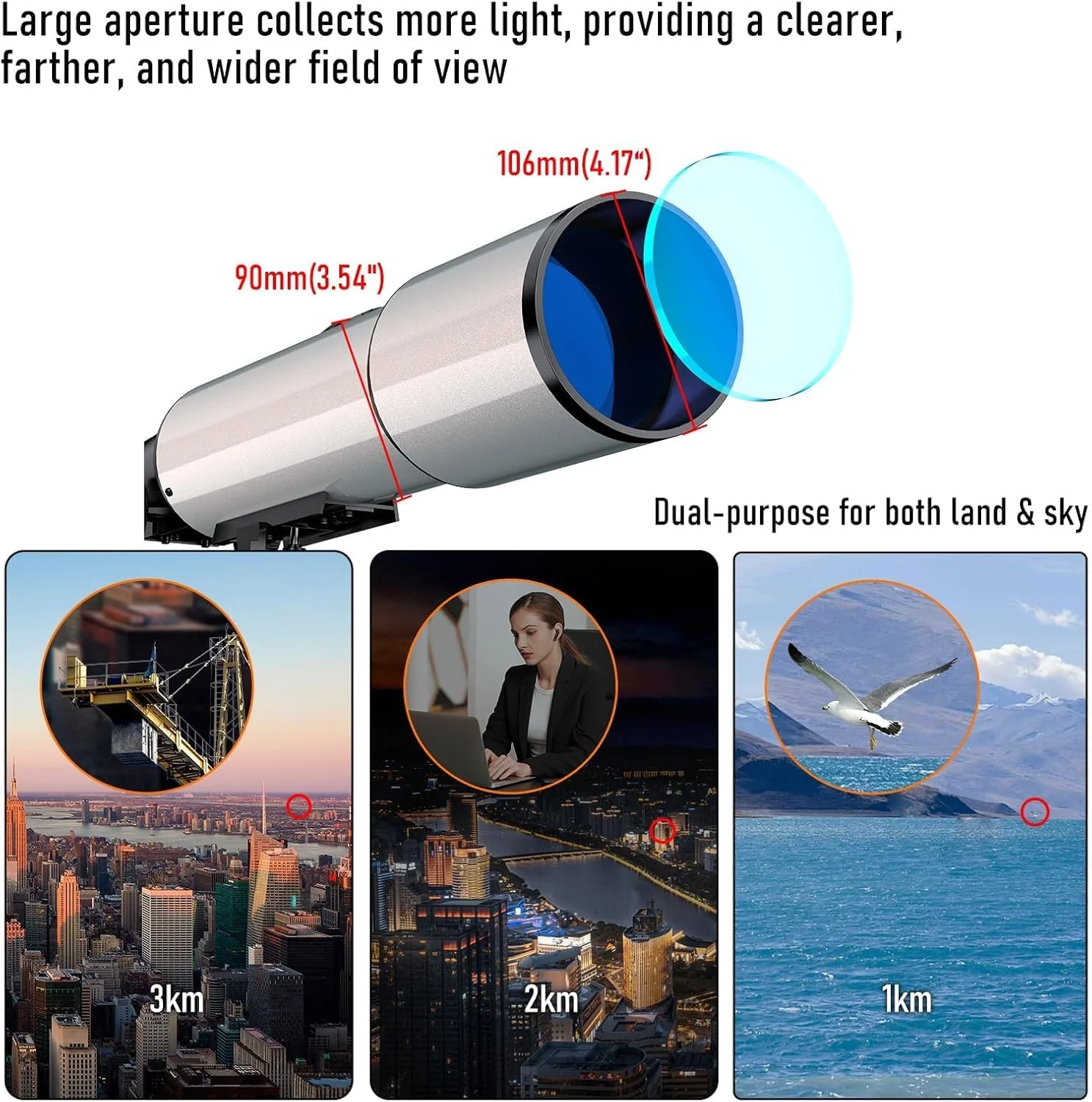 تلسکوپ، دهانه 90 میلی‌متری 500 میلی‌متری، به همراه برنامه رصد ستارگان، تلسکوپ با قدرت بالا، مناسب برای مبتدیان و بزرگسالان