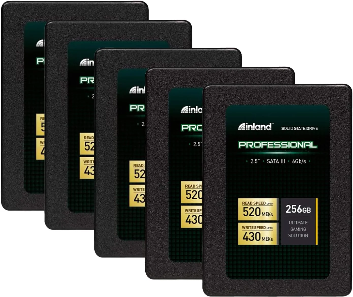INLAND Professional بسته 5 عددی 256 گیگابایتی SSD 3D TLC NAND SATA III 6Gb/s 2.5 اینچی SATA درایو حالت جامد داخلی، ارتقاء لپ تاپ و کامپیوترهای رومیزی