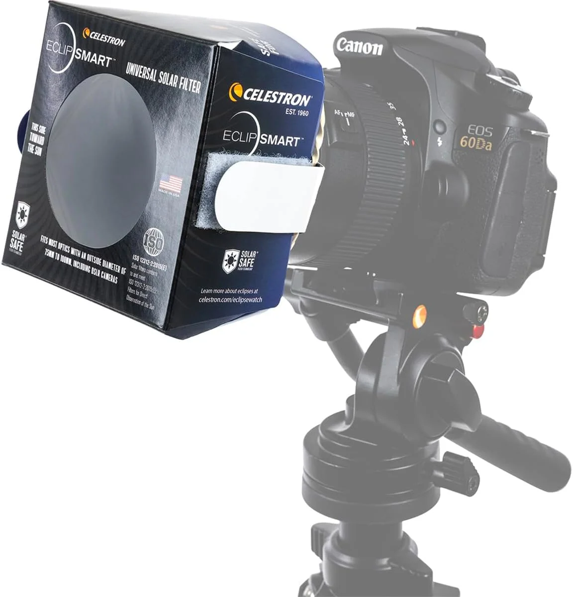 فیلتر خورشیدی ایمن EclipSmart سلسترون – مطابق با استانداردهای ISO 12312-2:2015(E) – مناسب برای تلسکوپ، دوربین شکاری یا دوربین DSLR شما – رصد و عکاسی ایمن از خورشید گرفتگی و لکه های خورشیدی فیلتر خورشیدی ایمن EclipSmart سلسترون – مطابق با استانداردهای ISO 12312-2:2015(E) – مناسب برای تلسکوپ، دوربین شکاری یا دوربین DSLR شما – رصد و عکاسی ایمن از خورشید گرفتگی و لکه های خورشیدی