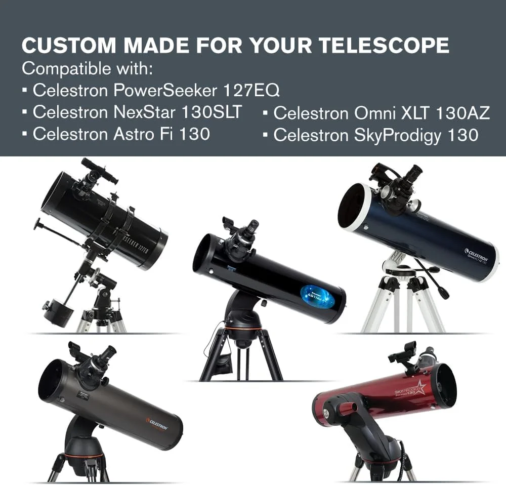 فیلتر تلسکوپ خورشیدی ایمن Celestron EclipSmart – مطابق با استانداردهای ISO 12312-2:2015(E) – مناسب برای تلسکوپ‌های 127 و 130 – مشاهده خورشید گرفتگی و لکه‌های خورشیدی – ایمن و با نصب آسان