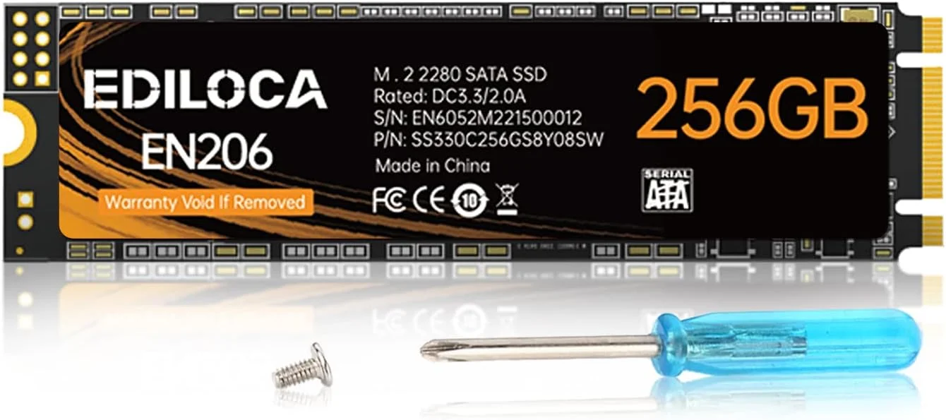 درایو حالت جامد داخلی 256 گیگابایتی EN206 3D NAND TLC M.2 SSD، M.2 2280 SATA III 6Gb/s، سرعت خواندن/نوشتن تا 550/460 مگابایت بر ثانیه، سازگار با اولترابوک ها، تبلت ها و مینی کامپیوترها