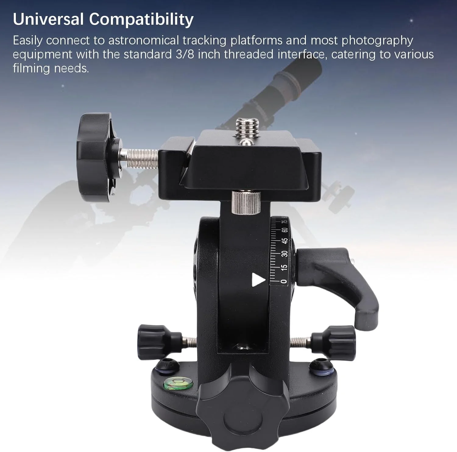 پایه تنظیم ارتفاع تلسکوپ Bewinner با محدوده 90 درجه و رزوه 3/8 اینچ، پایه آلومینیومی برای سه پایه نجومی و تنظیم رصد خورشیدی