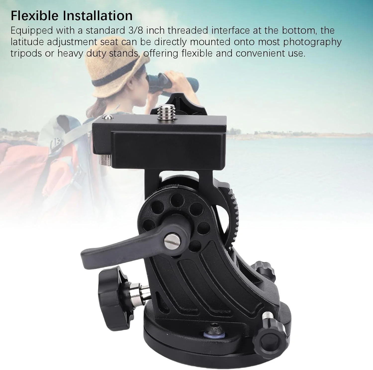 پایه تنظیم ارتفاع تلسکوپ Bewinner با محدوده 90 درجه و رزوه 3/8 اینچ، پایه آلومینیومی برای سه پایه نجومی و تنظیم رصد خورشیدی