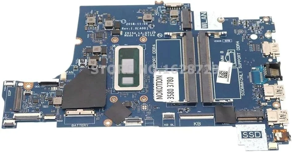 مادربرد لپ تاپ CN-0RPPCD 0RPPCD CN-0TNK0J TNK0J EDI54 LA-G712P برای Inspiron 3580 3780 3588 با پردازنده SRESP 4205U(I5-8265U)