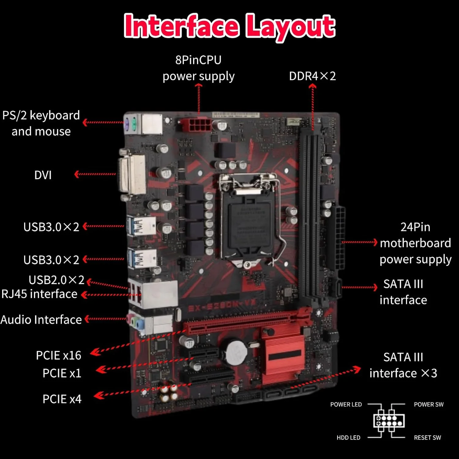 مادربرد ciciglow B250M-V3 برای پردازنده های LGA 1151 نسل هفتم/ششم Core i7/i5/i3، 2xDDR4 2400MHz، PCIe 3.0، M ATX
