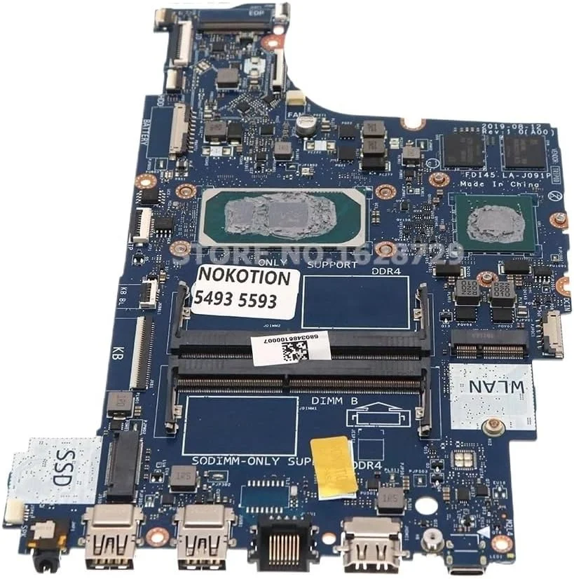 مادربرد لپ تاپ مناسب مدل های 3493 3593 5493 5593 با پردازنده I7-1065G7 و کارت گرافیک MX230، شماره قطعه CN-050RDR 050RDR FDI45 LA-J091P (همچنین سازگار با I5-1035G1 MX230)