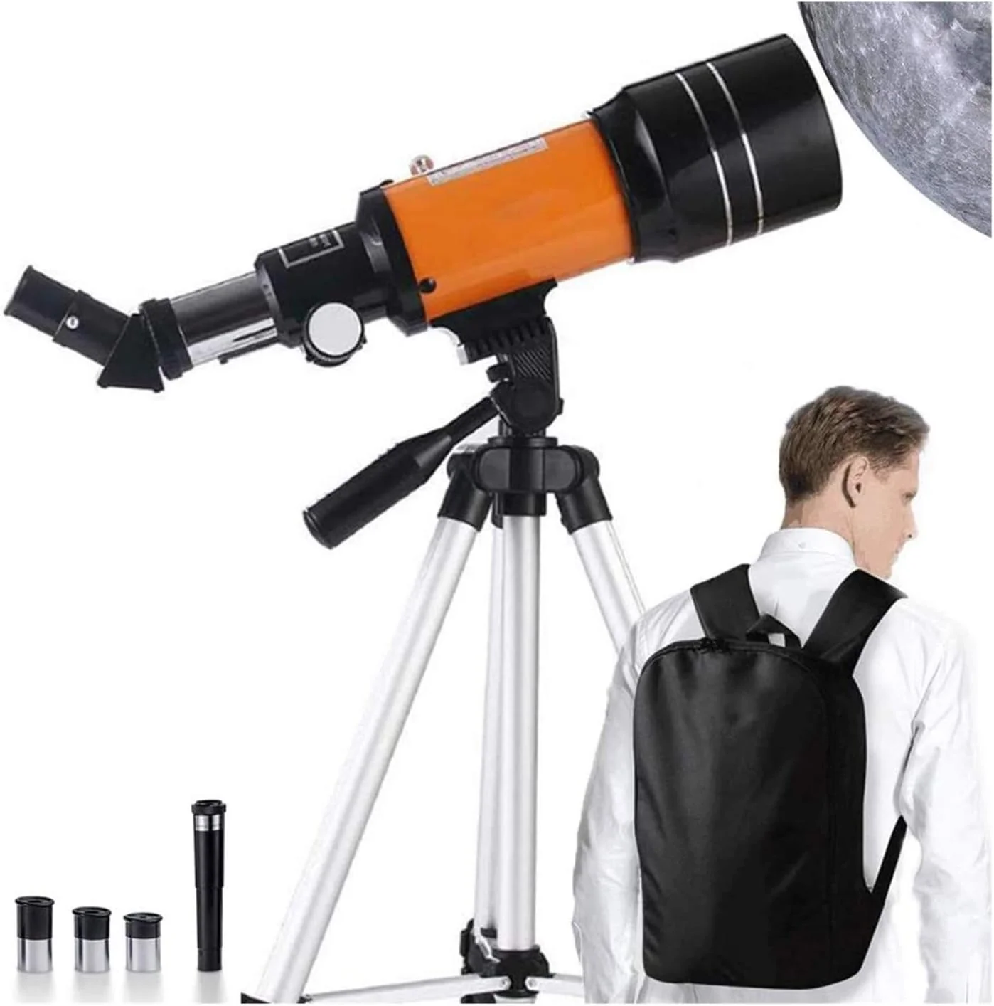 تلسکوپ نجومی شکستنی 76 میلی‌متری، تلسکوپ فضایی تک‌چشمی بیرونی با زوم 350X به همراه سه‌پایه قابل حمل، راحتی دوچندان