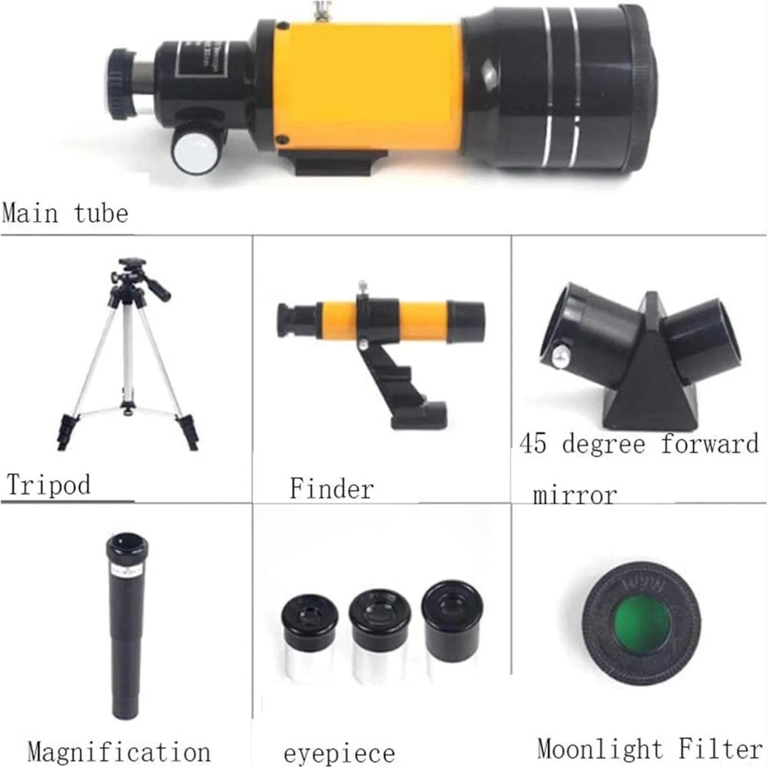 تلسکوپ نجومی شکستنی 76 میلی‌متری، تلسکوپ فضایی تک‌چشمی بیرونی با زوم 350X به همراه سه‌پایه قابل حمل، راحتی دوچندان