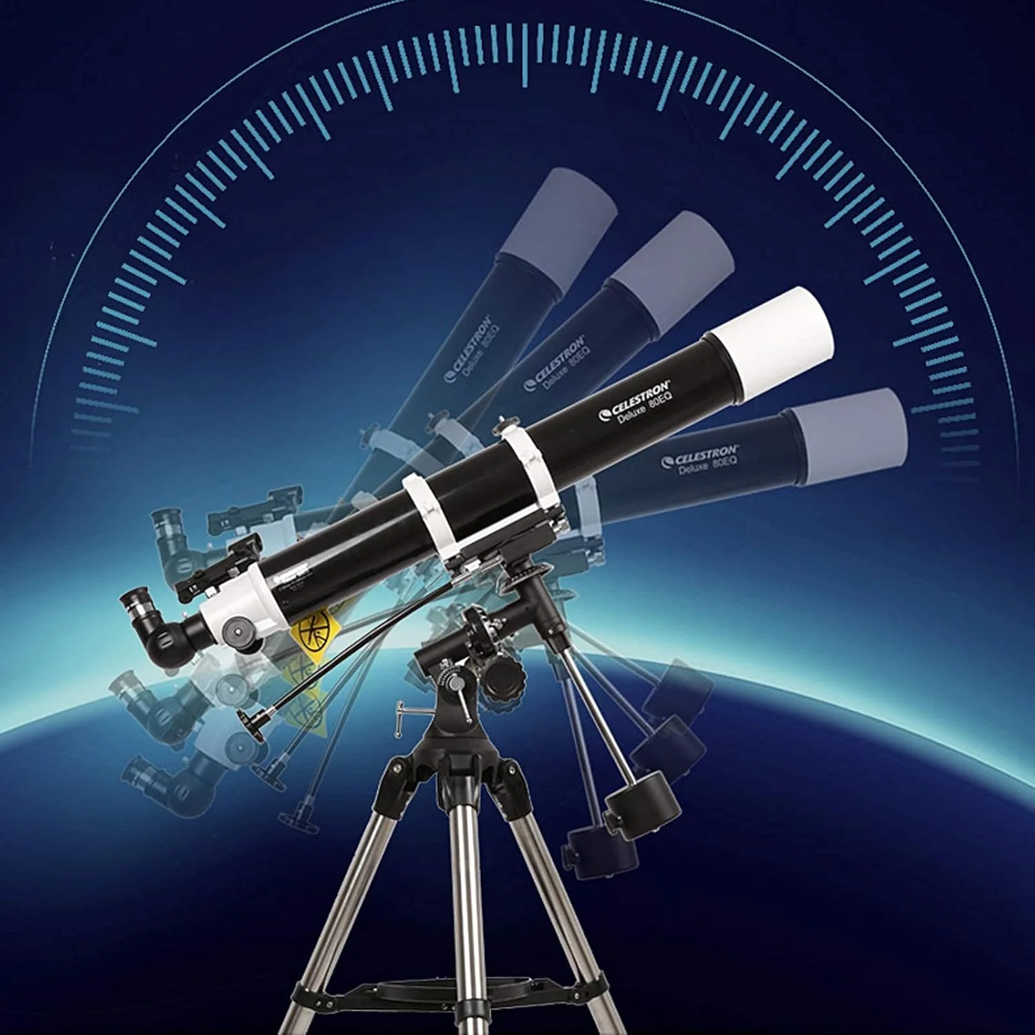 تلسکوپ های نجومی حرفه ای، دهانه 80 میلی متری، فاصله کانونی 900 میلی متری، شکست نجومی پایه AZ، تلسکوپ مسافرتی قابل حمل با سه پایه