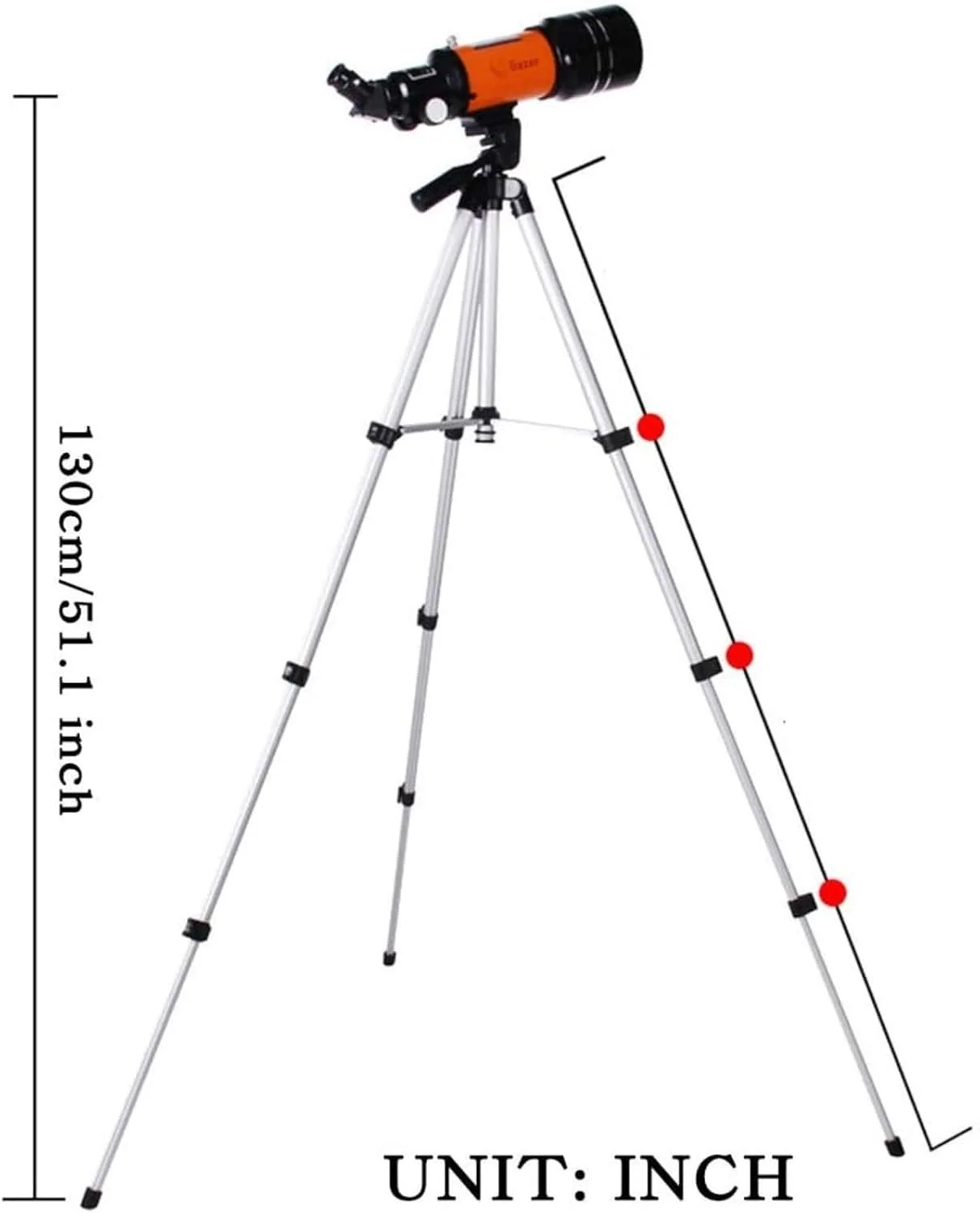 تلسکوپ نجومی شکستنی 76 میلی‌متری، تلسکوپ فضایی تک‌چشمی بیرونی با زوم 350X به همراه سه‌پایه قابل حمل، راحتی دوچندان