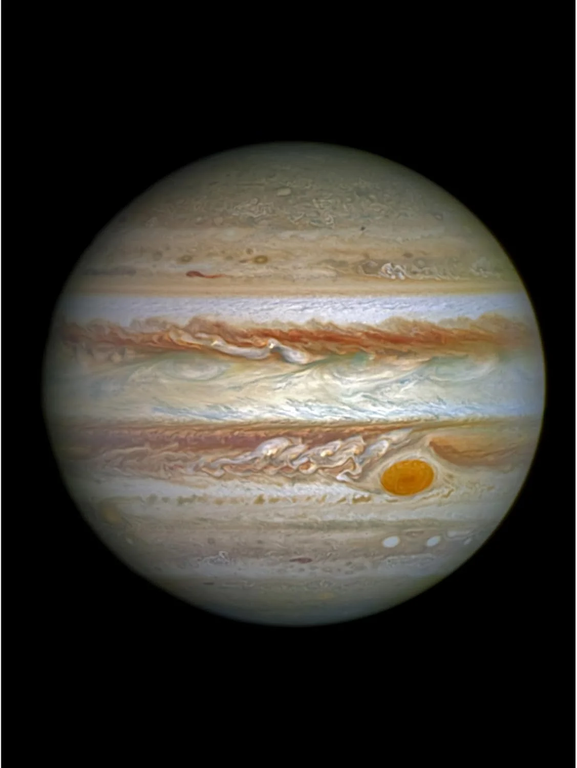 تصویر تلسکوپ فضایی هابل از مشتری، بزرگترین سیاره منظومه شمسی، نقطه سرخ بزرگ و نوارهای جوی رنگارنگ، چاپ پوستر هنری دیواری بدون قاب، دکوراسیون منزل