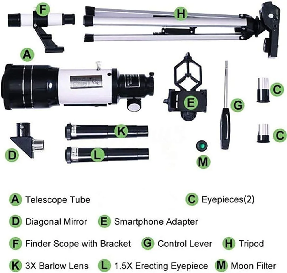 تلسکوپ نجومی ارتقا یافته 70 میلی‌متری با دیافراگم 300 میلی‌متری به همراه یابنده و سه پایه، بهترین هدیه برای مبتدیان نجوم، تلسکوپ‌هایی برای مبتدیان نجوم، دو برابر راحتی