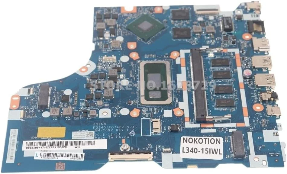 مادربرد لپ تاپ IdeaPad L340 L340-15IWL 17IWL مدل FG7N0 FG540 FG740 FV741 NM-C092 با پردازنده I5-8265U، رم 4 گیگابایتی و کارت گرافیک MX230 2GB