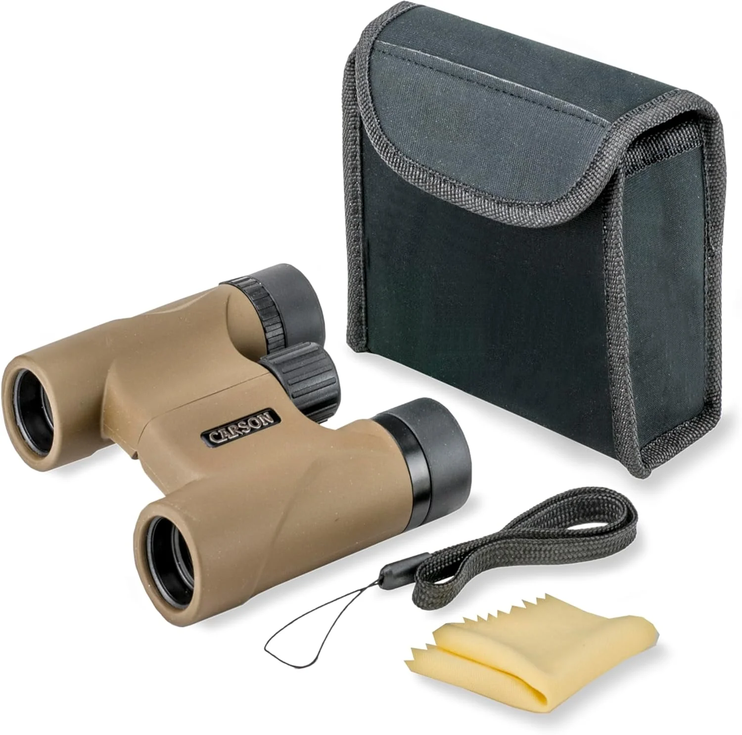 دوربین شکاری فشرده و سبک کارسون استینگر 8x22 میلی‌متری برای سفر، تماشای پرندگان، تماشای طبیعت، سافاری، کنسرت‌ها و رویدادهای ورزشی (HW-822)، سبز زیتونی
