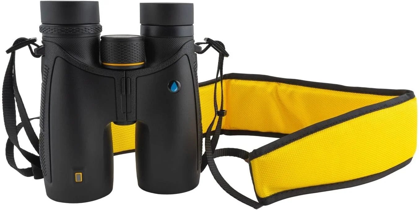 دوربین دوچشمی 10x42 نشنال جئوگرافیک ضد آب با منشور سقفی و پوشش کامل به همراه بند گردنی شناور برای تماشای پرندگان، شکار، پیاده روی، فعالیت های خارج از منزل، مسافرت و ورزش.