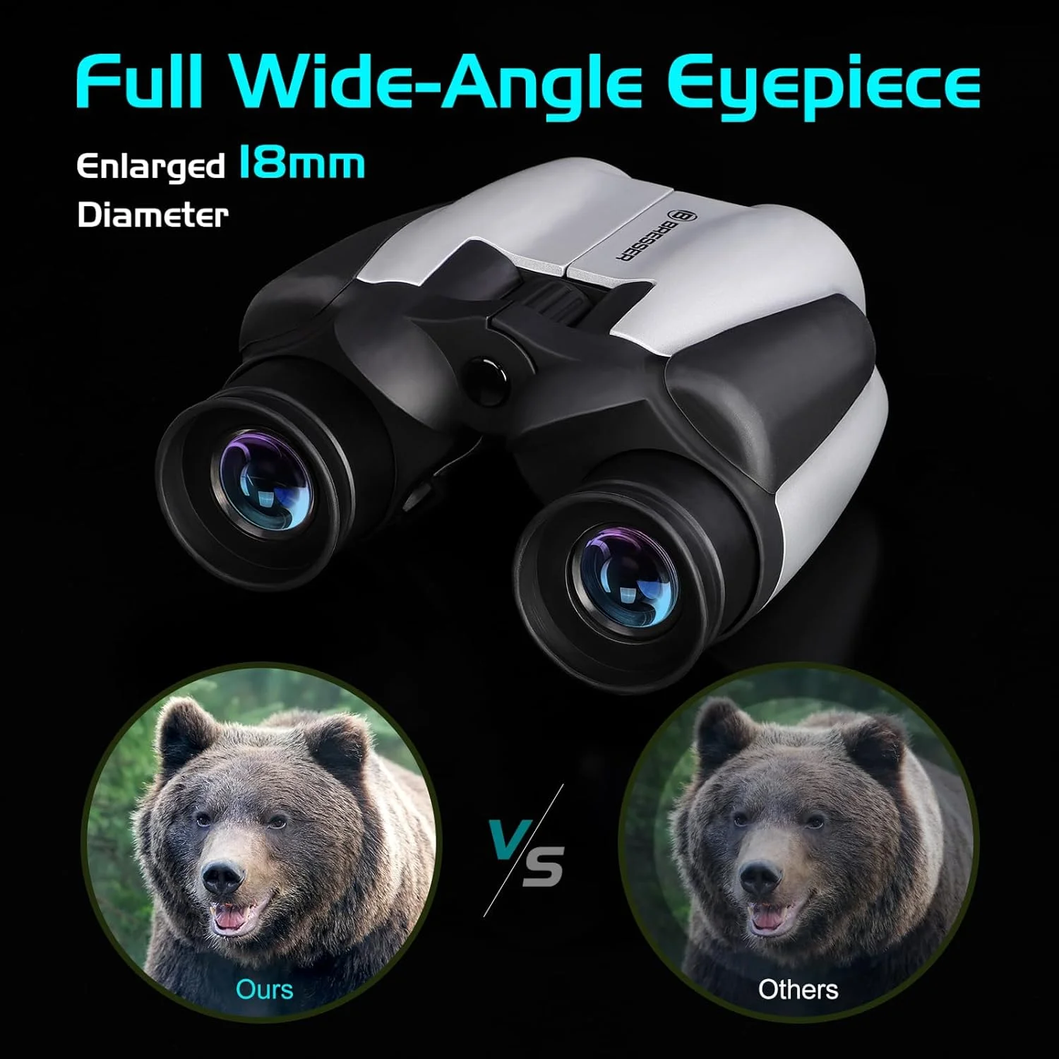 دوربین دوچشمی 10x25 BRESSER برای بزرگسالان و کودکان، دوربین دوچشمی تاشو و جمع و جور با دید کم نور، دوربین دوچشمی کوچک و سبک وزن برای تماشای پرندگان، مسافرت، کنسرت، شکار و پیاده روی (سفید)