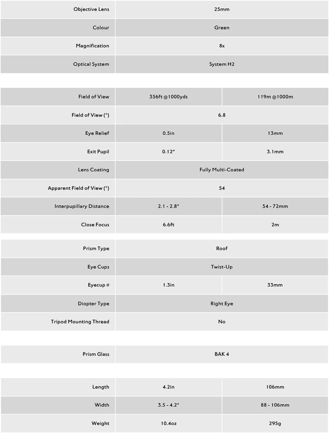 دوربین دوچشمی Nature-Trek 8x25 سبز